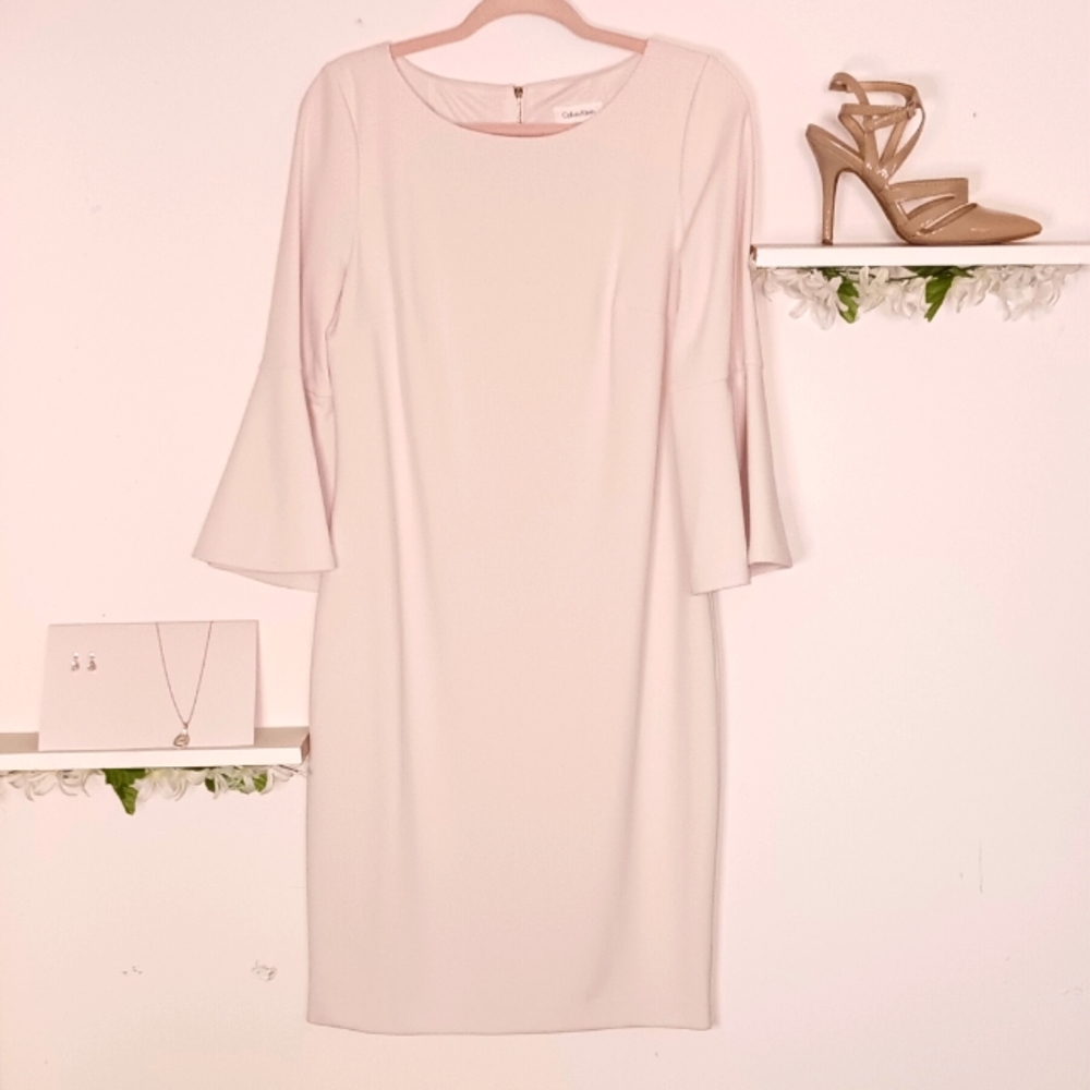 Calvin Klein size 12 pink bellsleeve dress